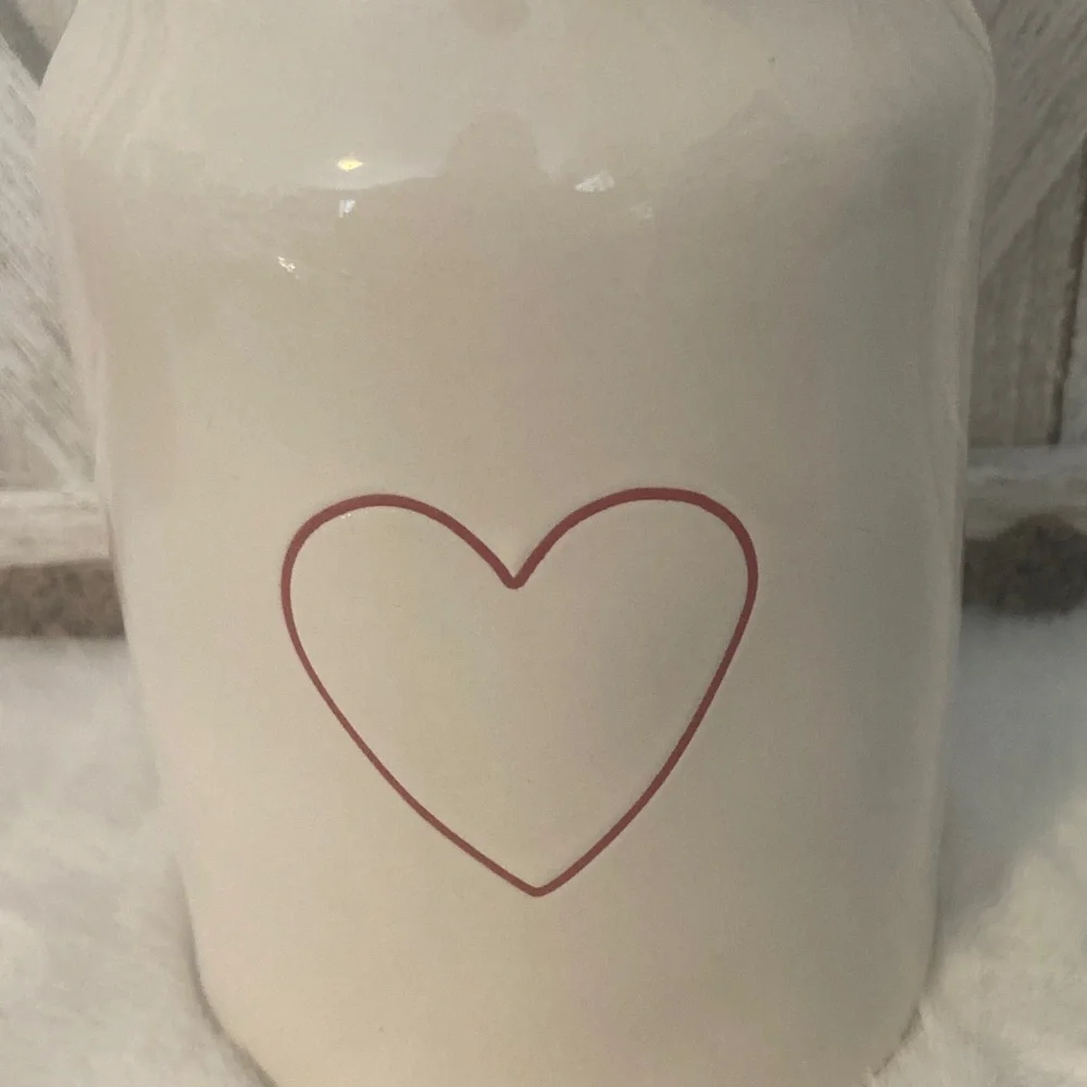 Rae Dunn Ceramic Jar with Red Heart